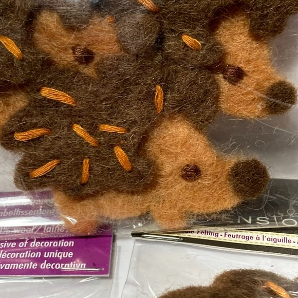Hedgehog Felt Embellishments 100% Wool Needle Felting Crafts - Picture 4 of 13